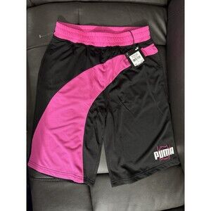 PUMA Basketball Clyde Poly Mesh Shorts boys L 14-16 Black/Pink Drawstring